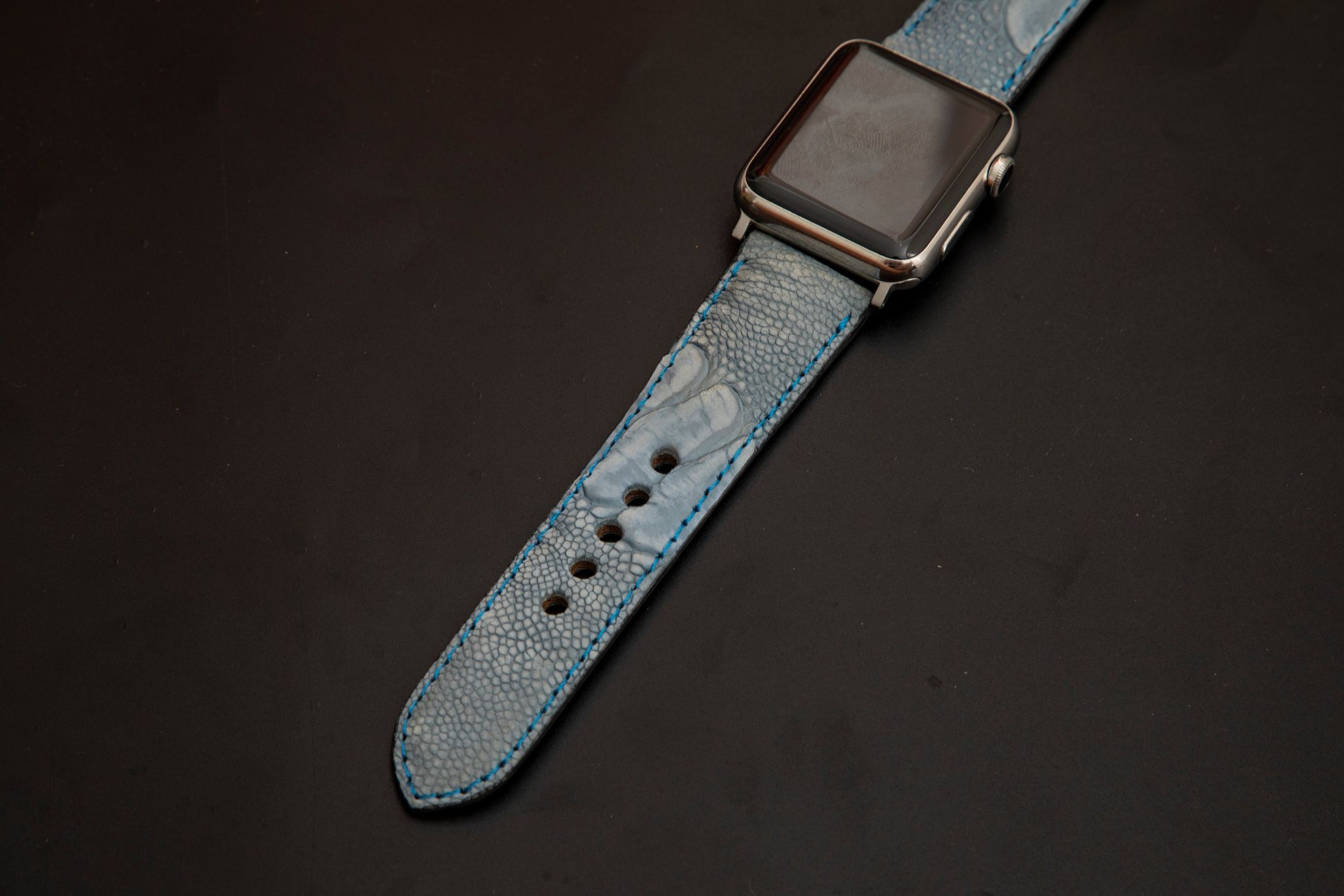 BLUE OSTRICH LEATHER STRAP