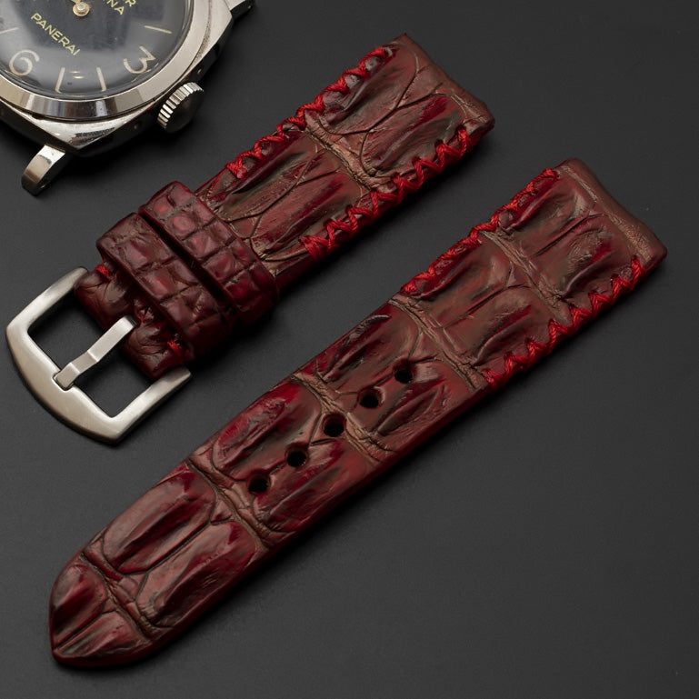 RED CROCODILE HORNBACK LEATHER STRAP