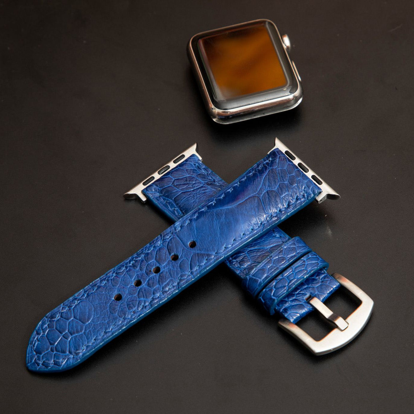 BLUE OSTRICH LEATHER STRAP