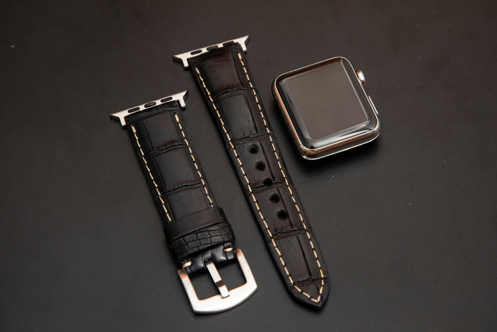 BLACK CROCODILE BELLY LEATHER STRAP - Lac Crado 