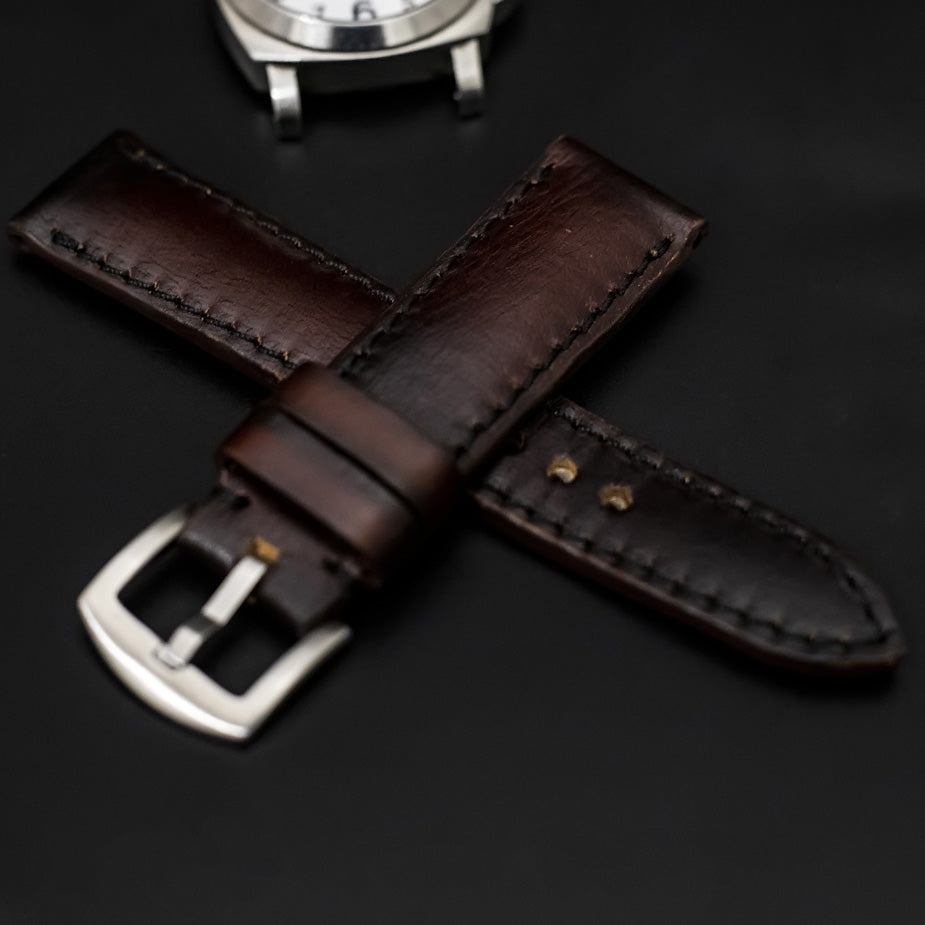 BROWN&BLACK CALF LEATHER STRAP