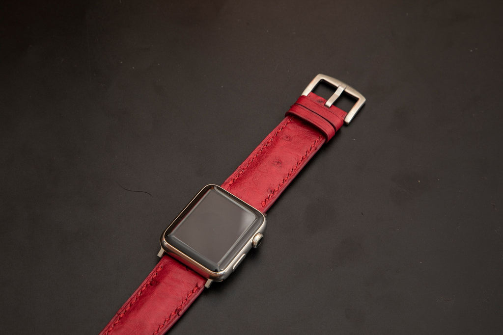 RED OSTRICH LEATHER STRAP
