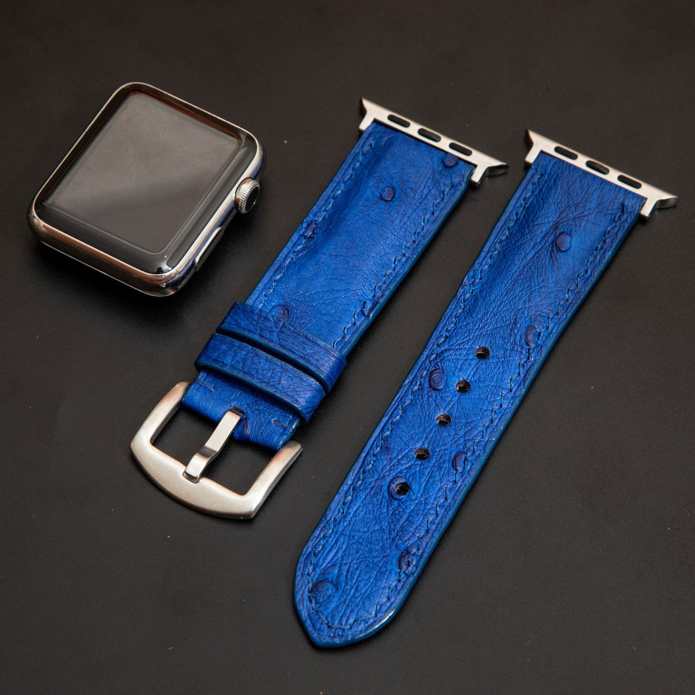 BLUE OSTRICH LEATHER STRAP