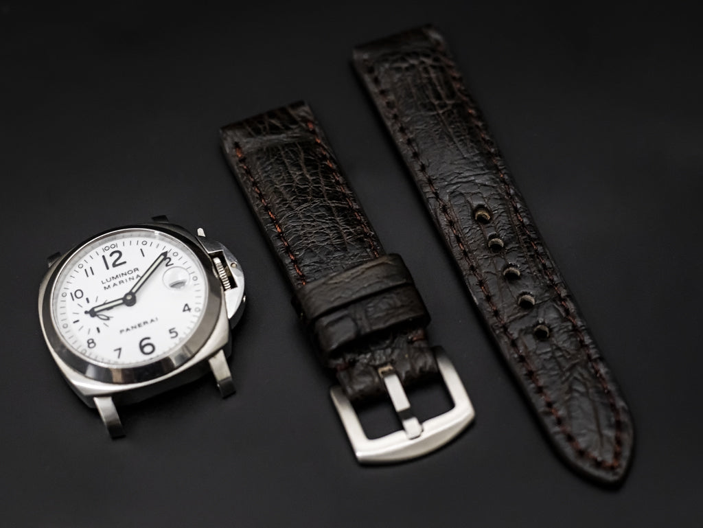 BROWN CROCODILE BELLY LEATHER STRAP
