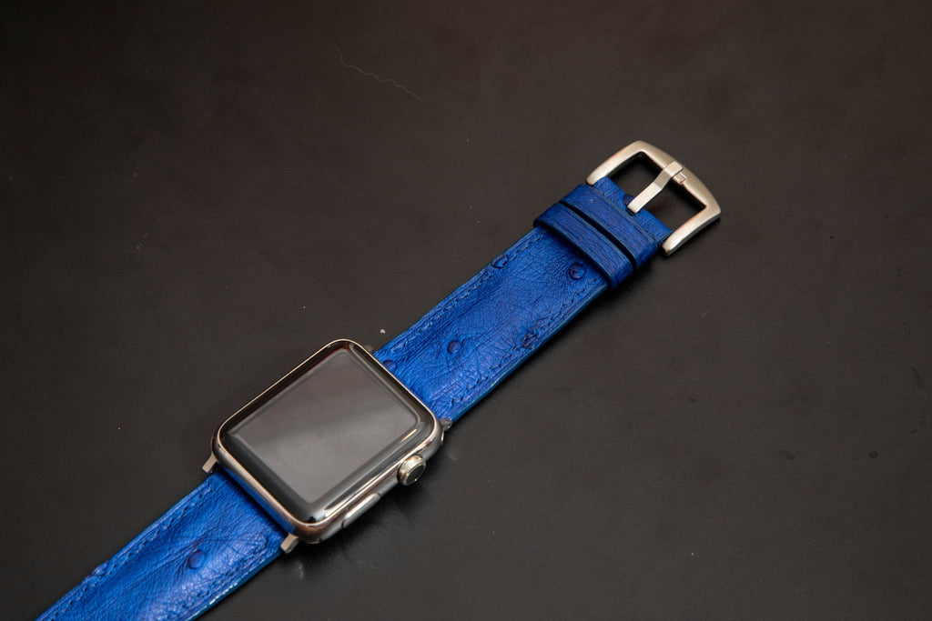 BLUE OSTRICH LEATHER STRAP
