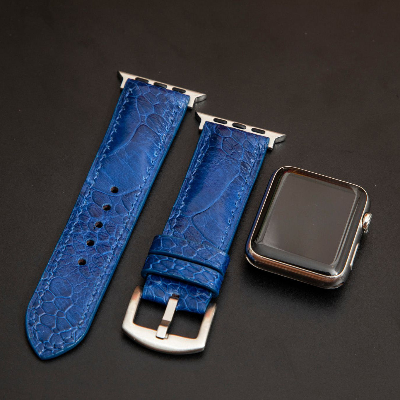 BLUE OSTRICH LEATHER STRAP