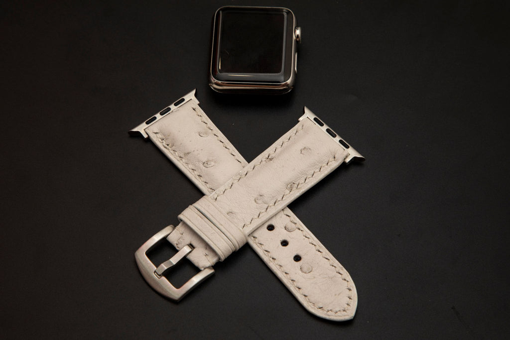 WHITE OSTRICH LEATHER STRAP