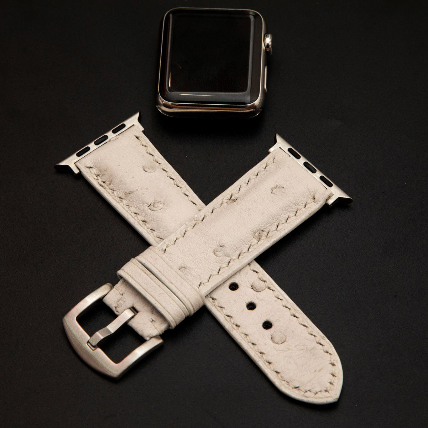 WHITE OSTRICH LEATHER STRAP