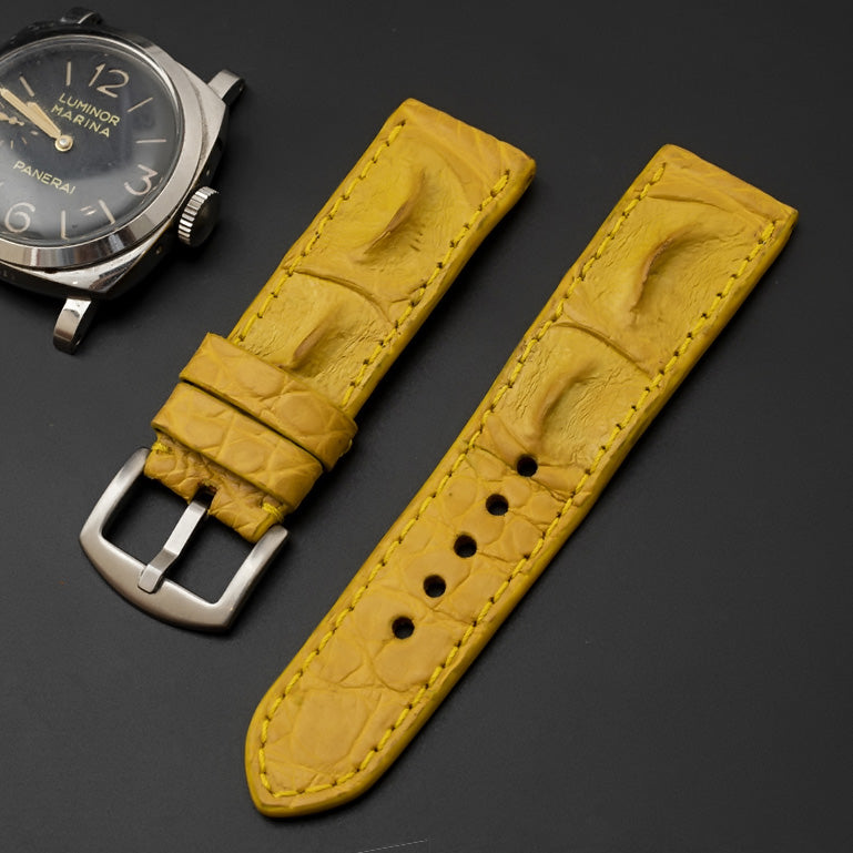 YELLOW CROCODILE HORNBACK LEATHER STRAP