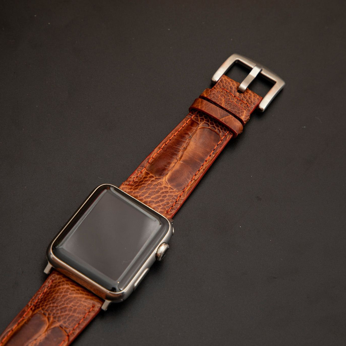 BROWN OSTRICH LEATHER STRAP