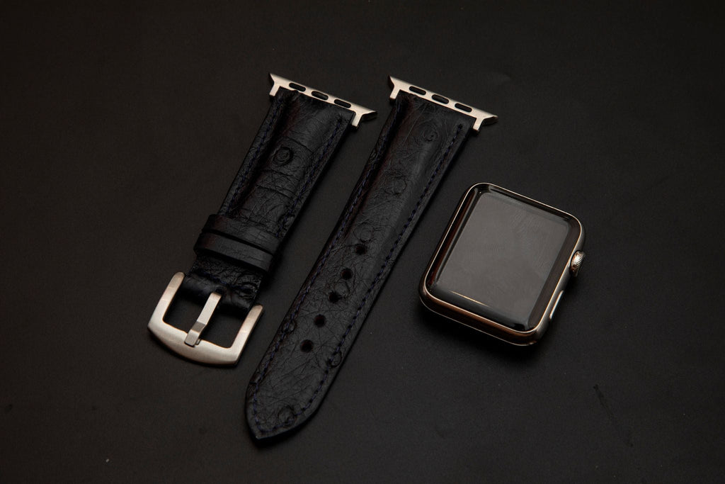 BLACK OSTRICH LEATHER STRAP
