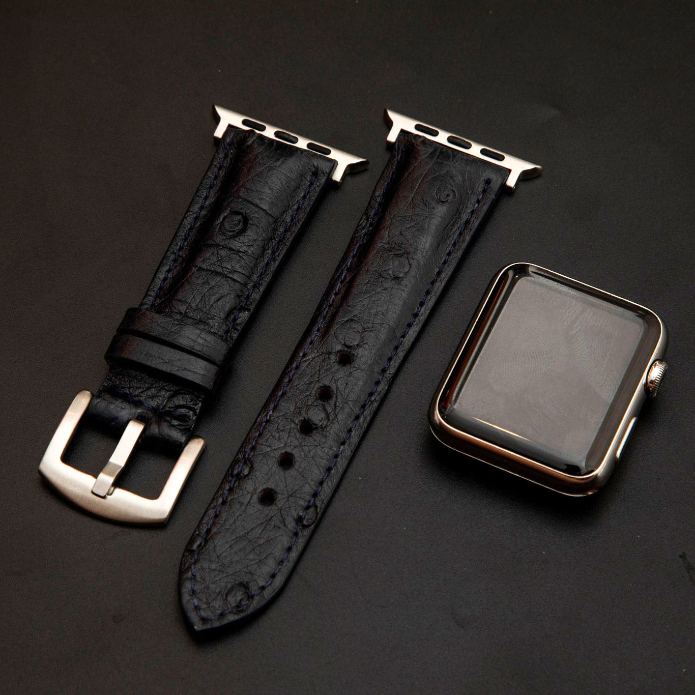 BLACK OSTRICH LEATHER STRAP