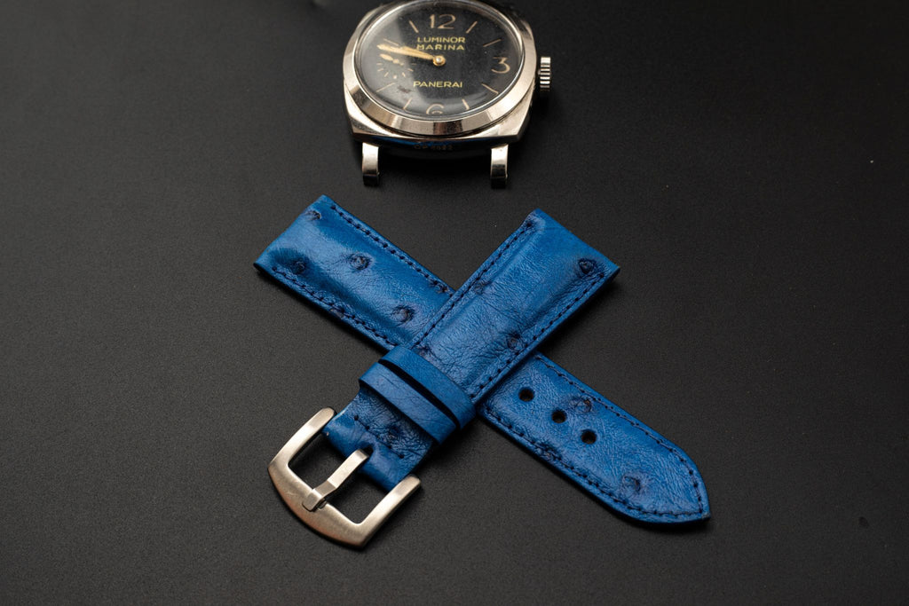 BLUE OSTRICH LEATHER STRAP