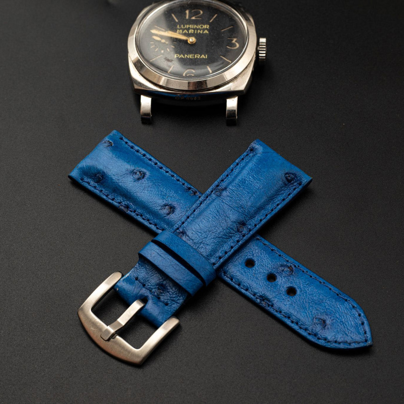 BLUE OSTRICH LEATHER STRAP