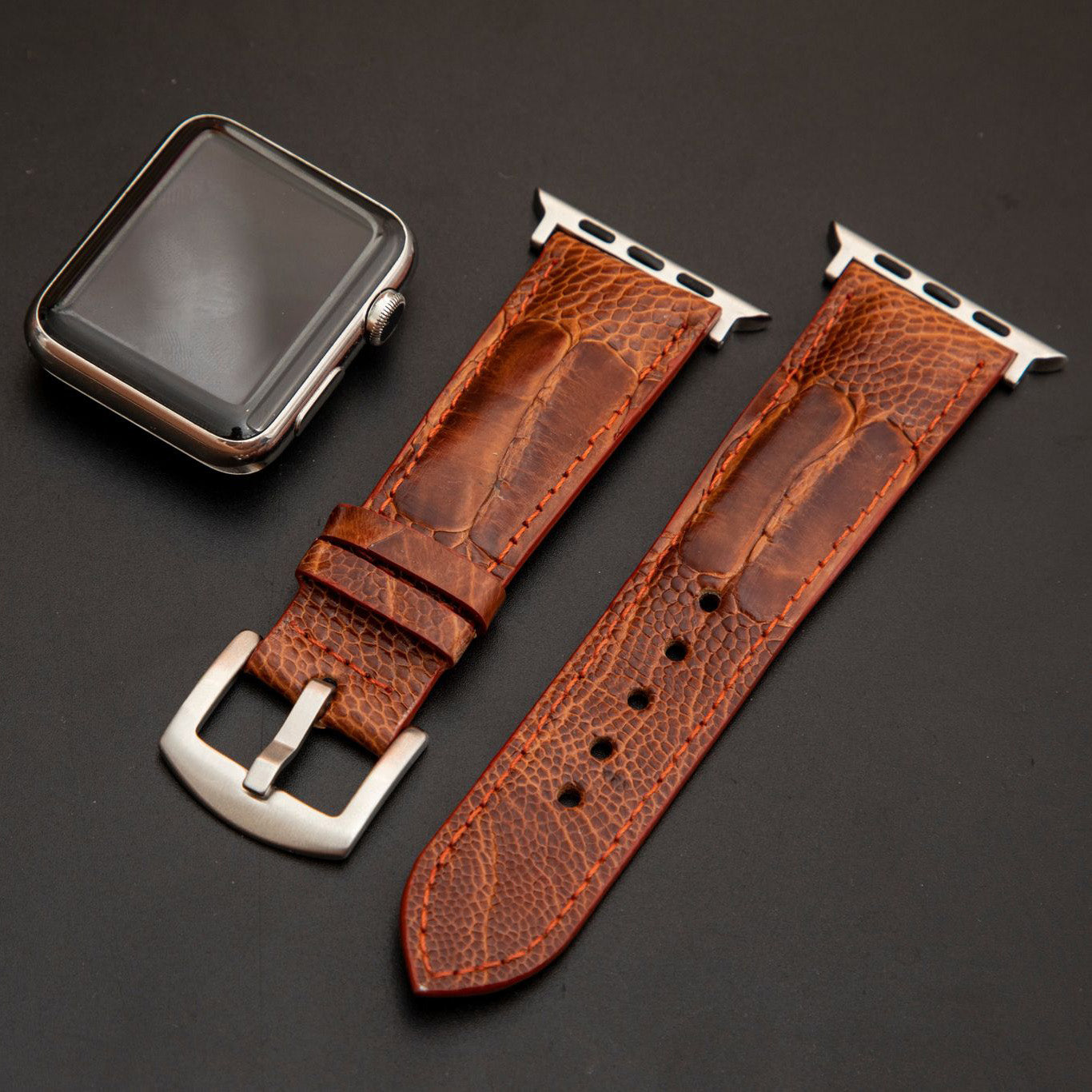 BROWN OSTRICH LEATHER STRAP