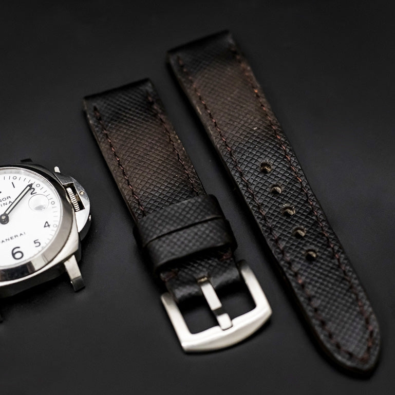 BROWN&BLACK CALF LEATHER STRAP