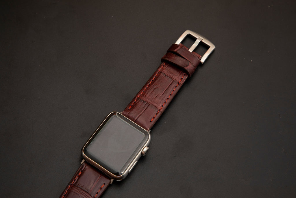RED CROCODILE BELLY LEATHER STRAP