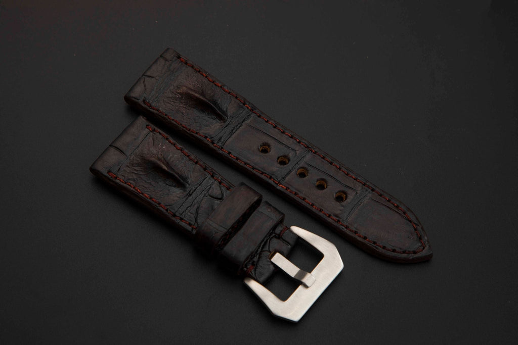 BROWN CROCODILE HORNBACK LEATHER STRAP