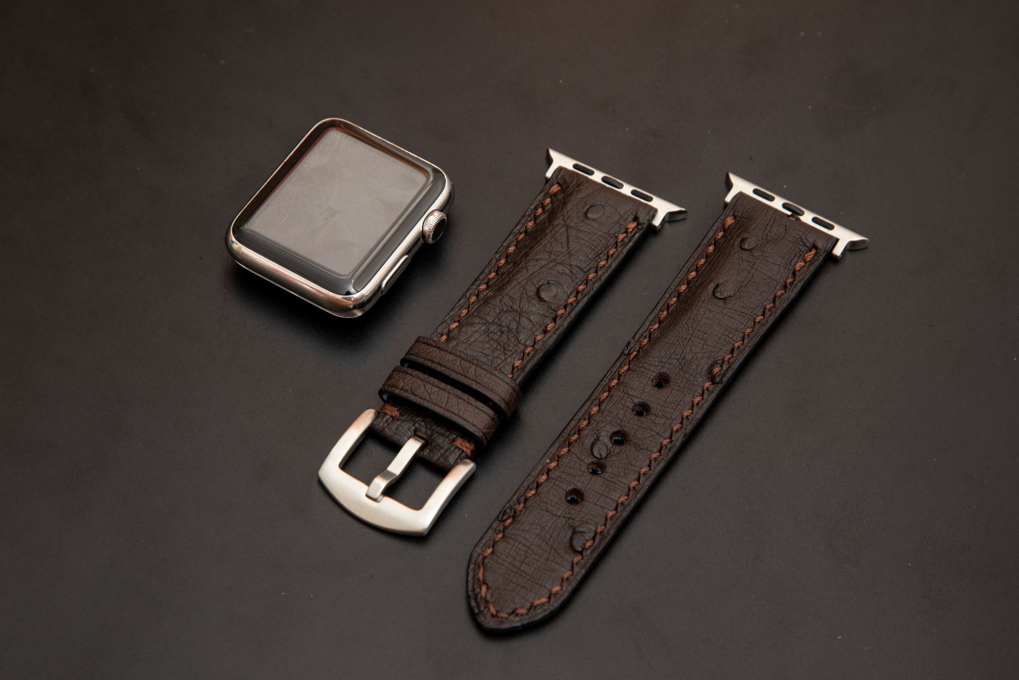 BROWN OSTRICH LEATHER STRAP