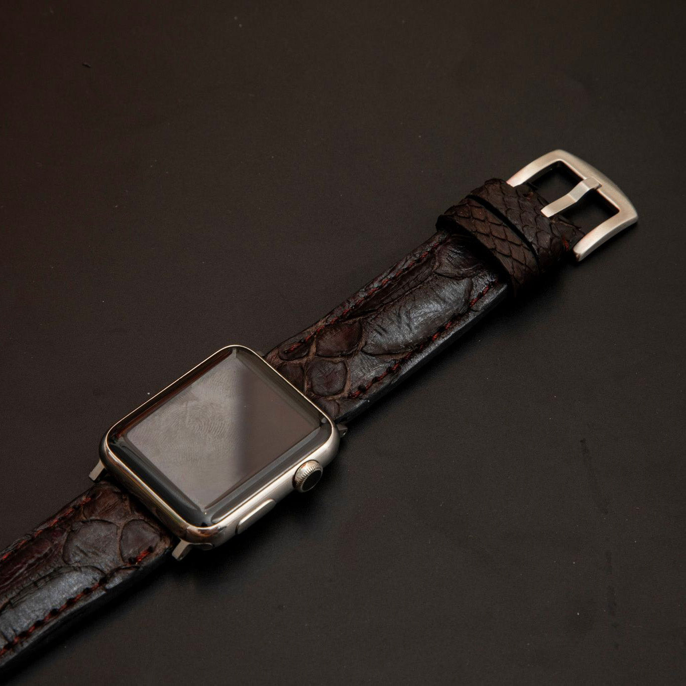 BLACK&BROWN PYTHON LEATHER STRAP