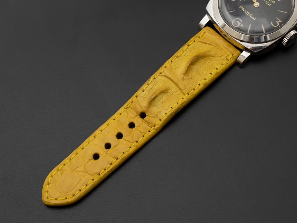 YELLOW CROCODILE HORNBACK LEATHER STRAP