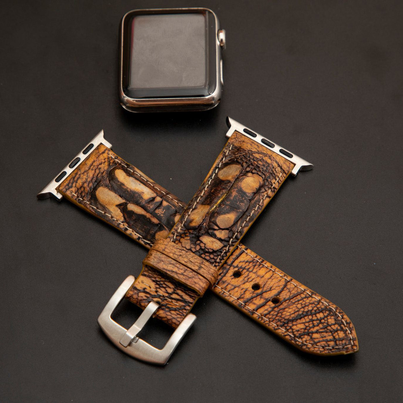 BROWN OSTRICH LEATHER STRAP