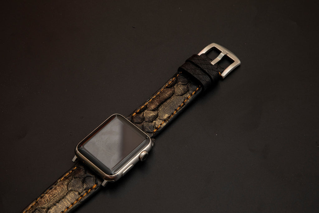 BLACK&GOLD PYTHON LEATHER STRAP