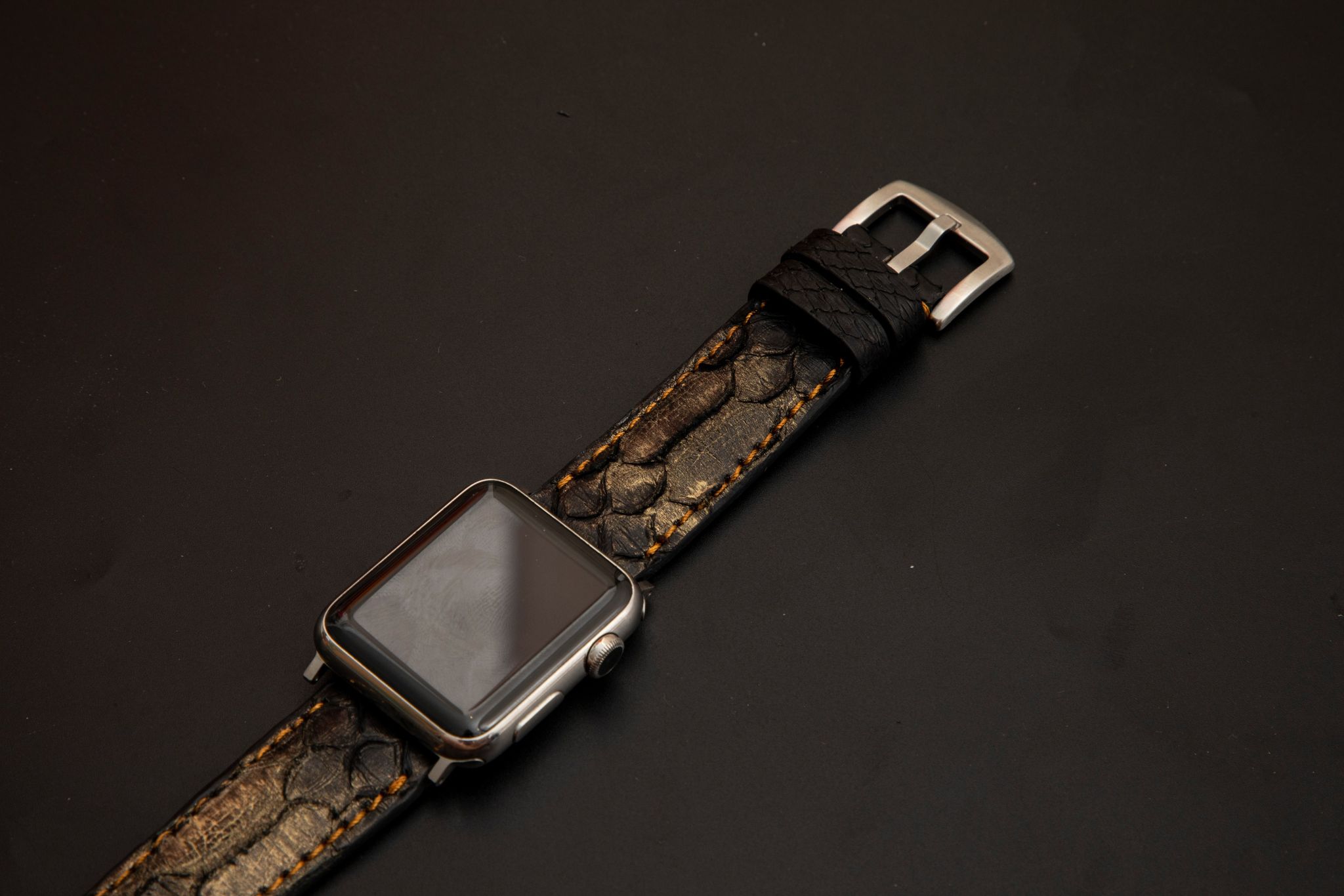 BLACK&GOLD PYTHON LEATHER STRAP