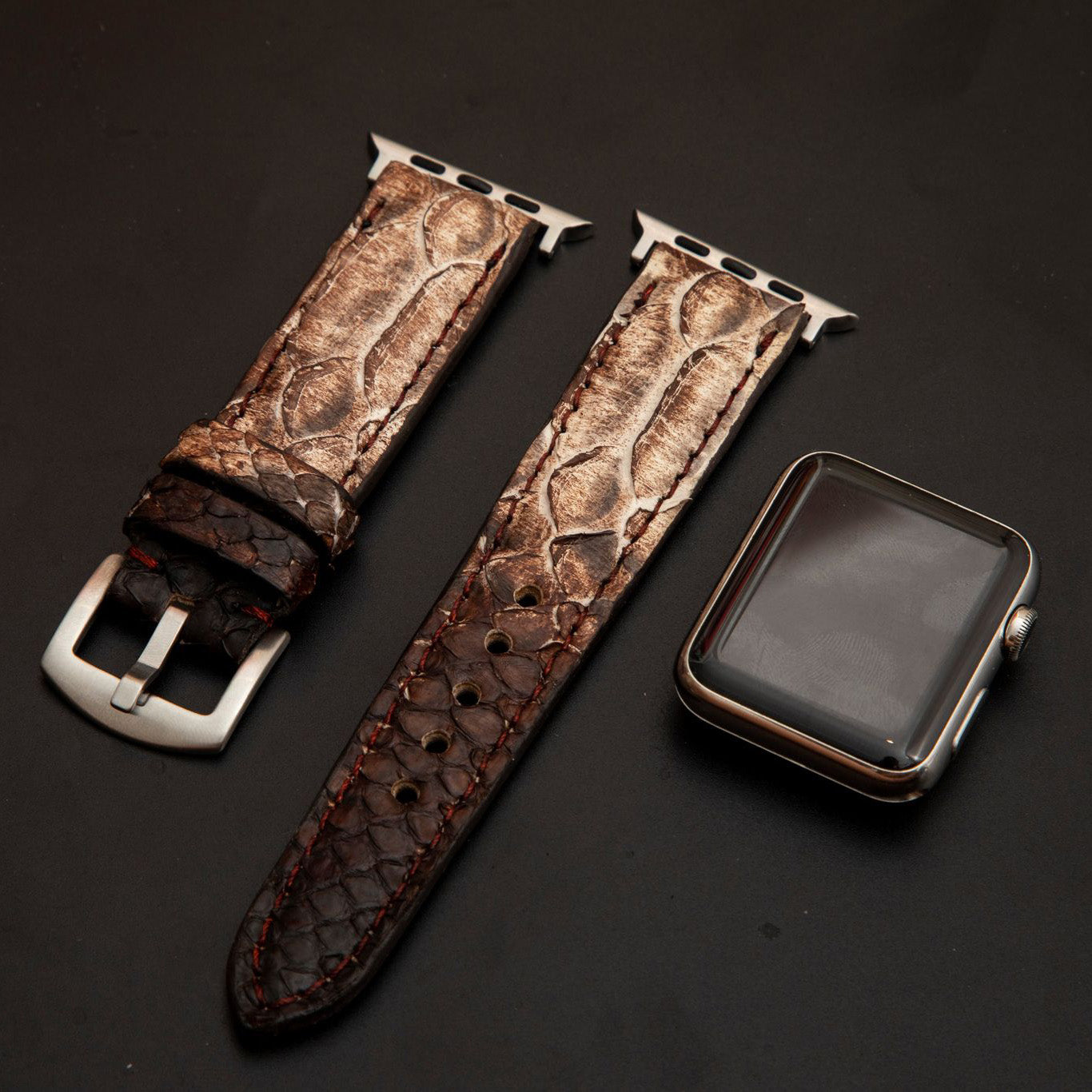 WHITE&BROWN PYTHON LEATHER STRAP