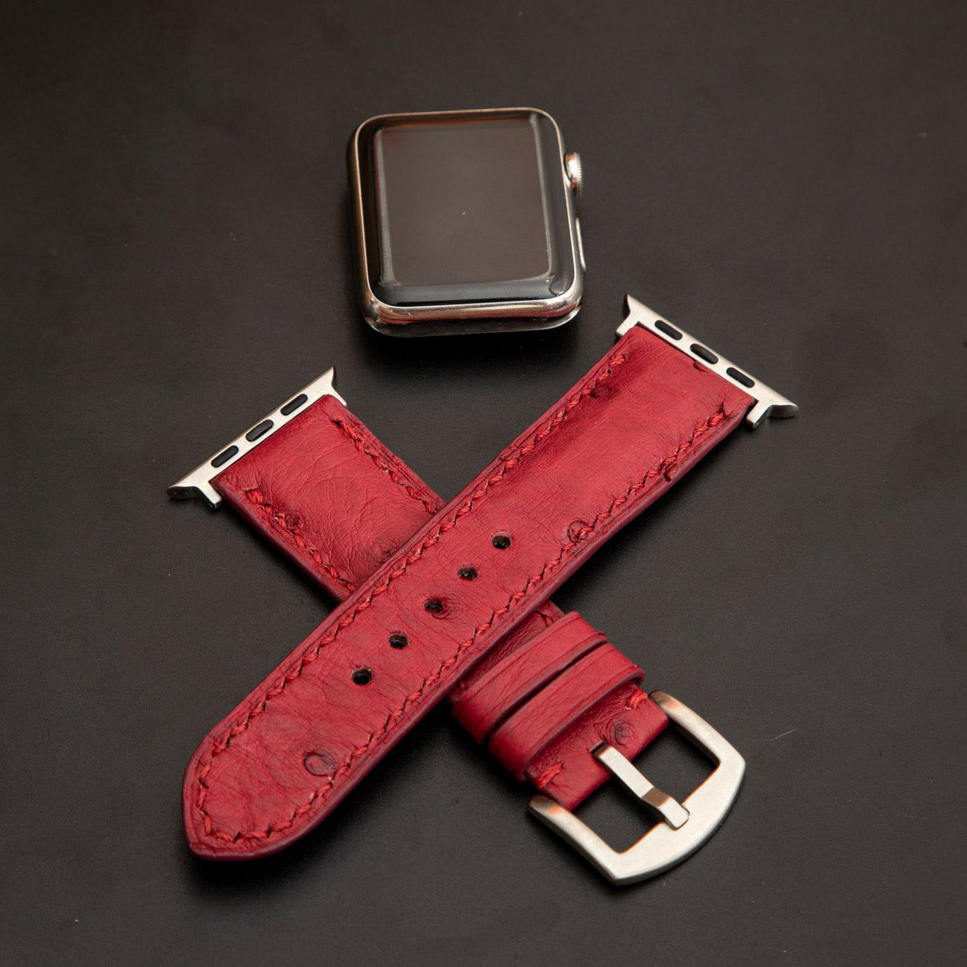 RED OSTRICH LEATHER STRAP