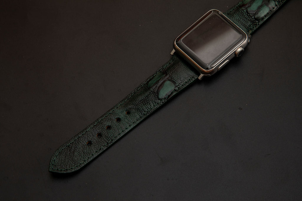 GREEN OSTRICH LEATHER STRAP