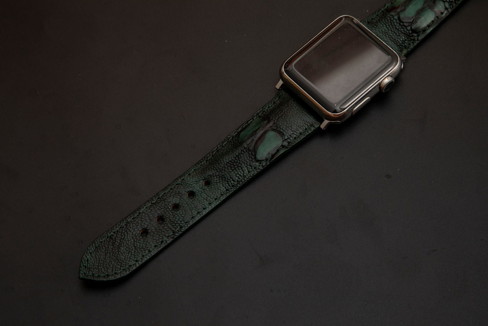 GREEN OSTRICH LEATHER STRAP