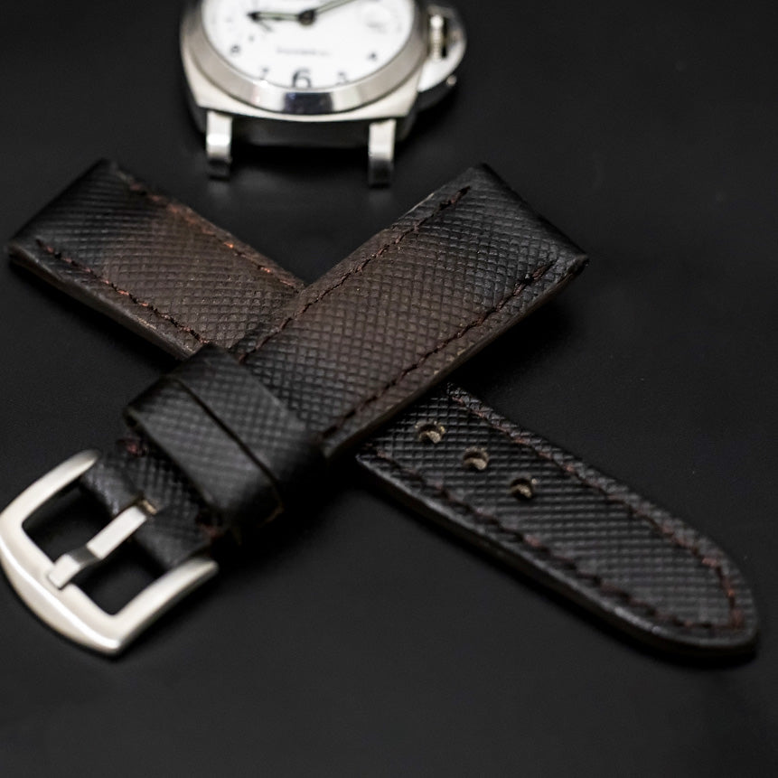 BROWN&BLACK CALF LEATHER STRAP