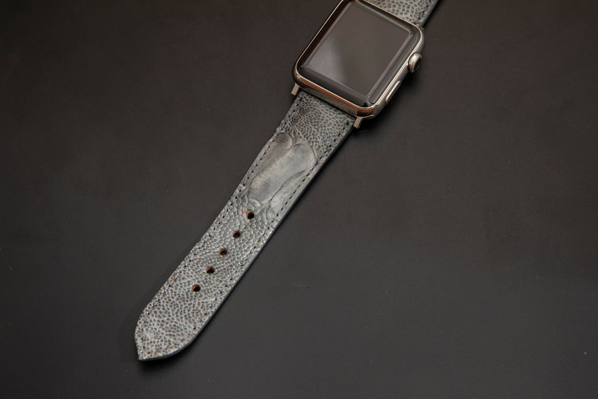 GREY OSTRICH LEATHER STRAP