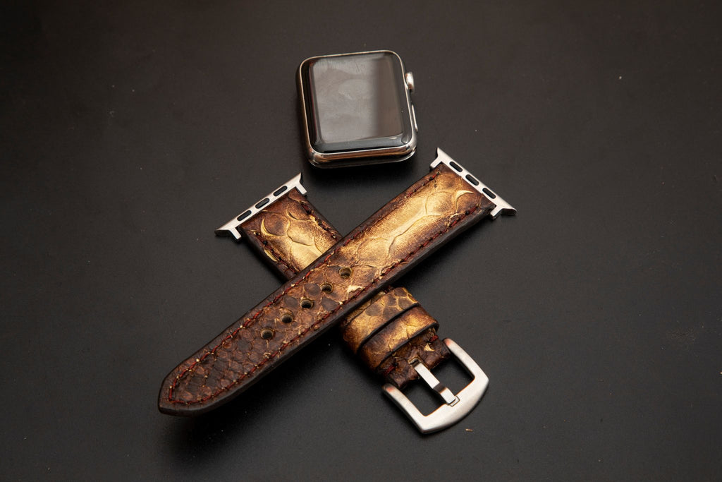 YELLOW&BROWN PYTHON LEATHER STRAP