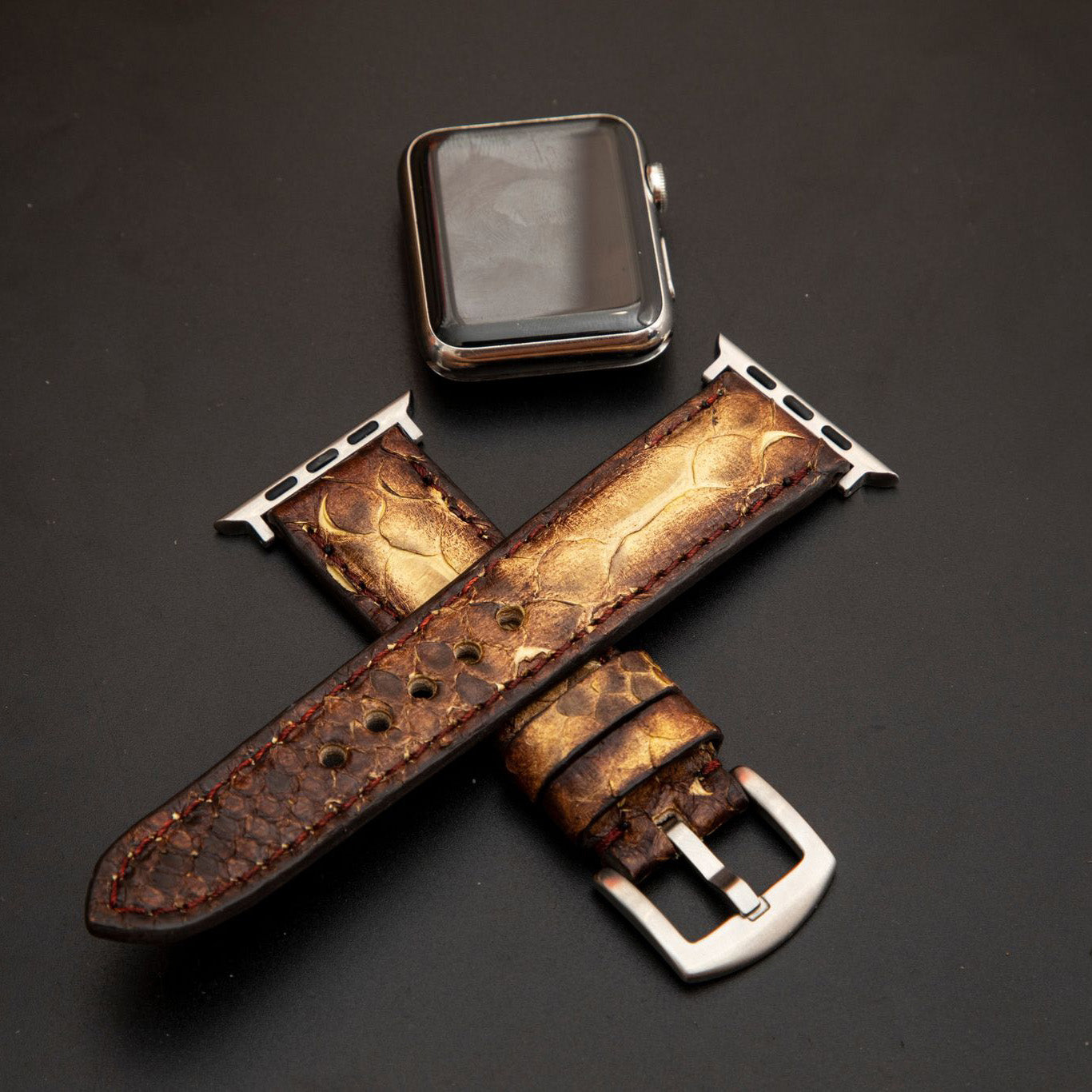 YELLOW&BROWN PYTHON LEATHER STRAP