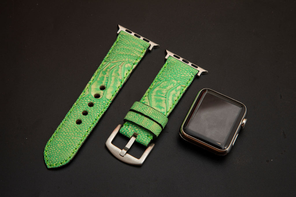 GREEN OSTRICH LEATHER STRAP