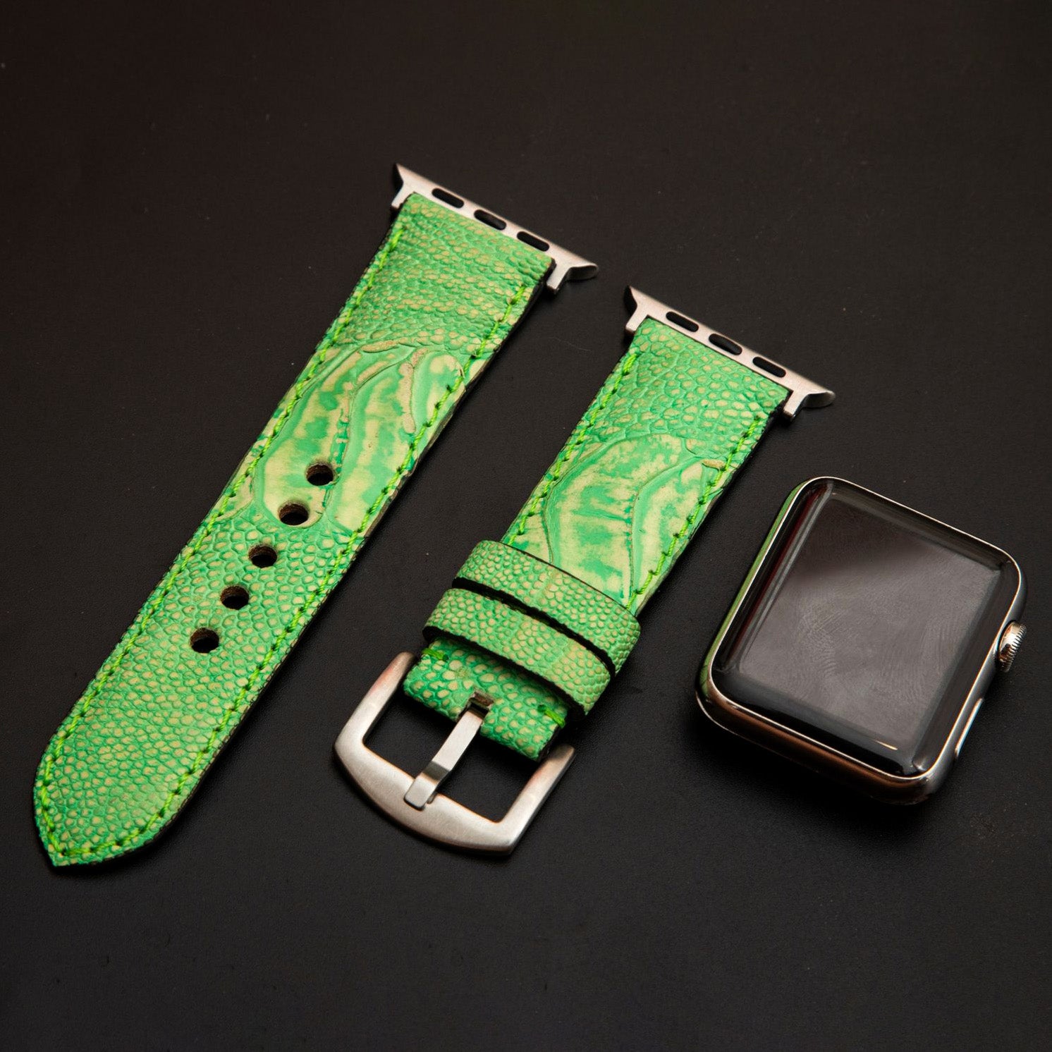 GREEN OSTRICH LEATHER STRAP
