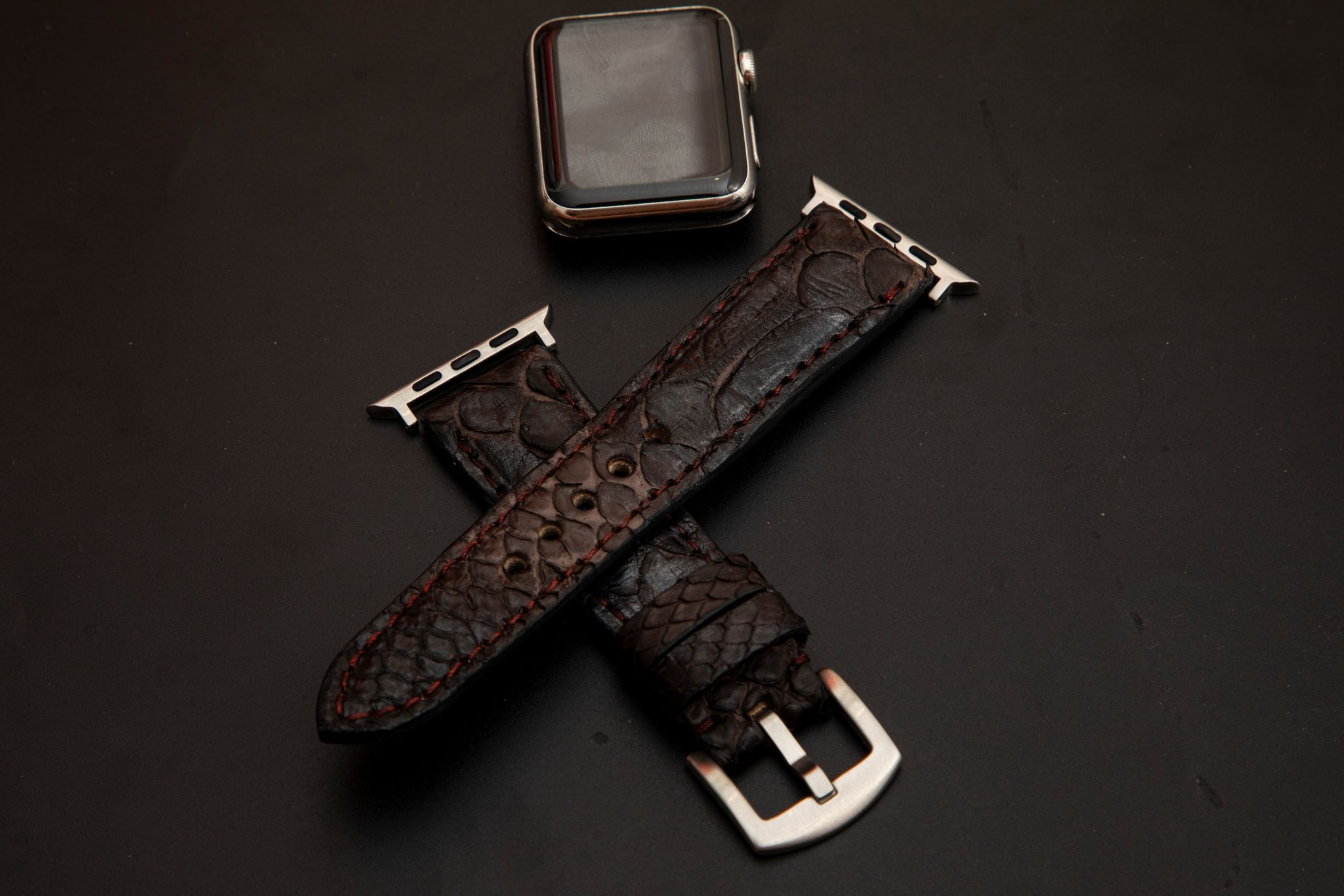 BLACK&BROWN PYTHON LEATHER STRAP
