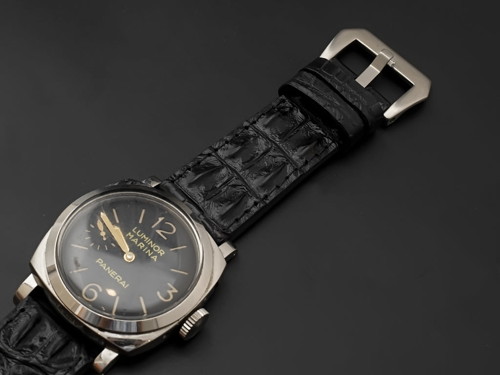 BLACK CROCODILE HORNBACK LEATHER STRAP - Lac Crado 