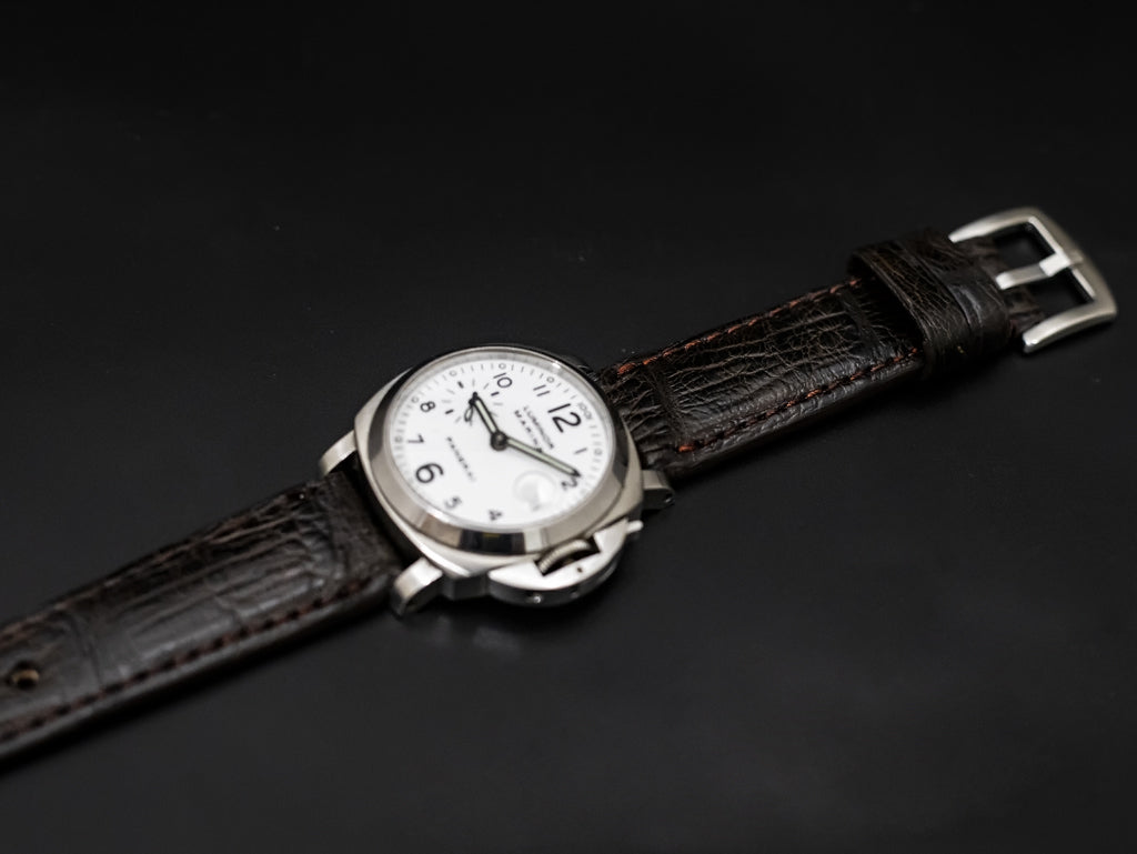 BROWN CROCODILE BELLY LEATHER STRAP