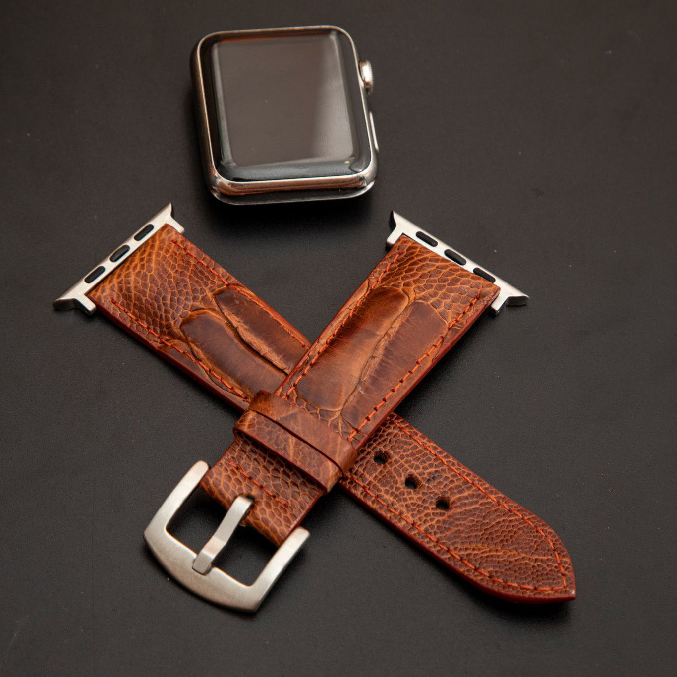 BROWN OSTRICH LEATHER STRAP