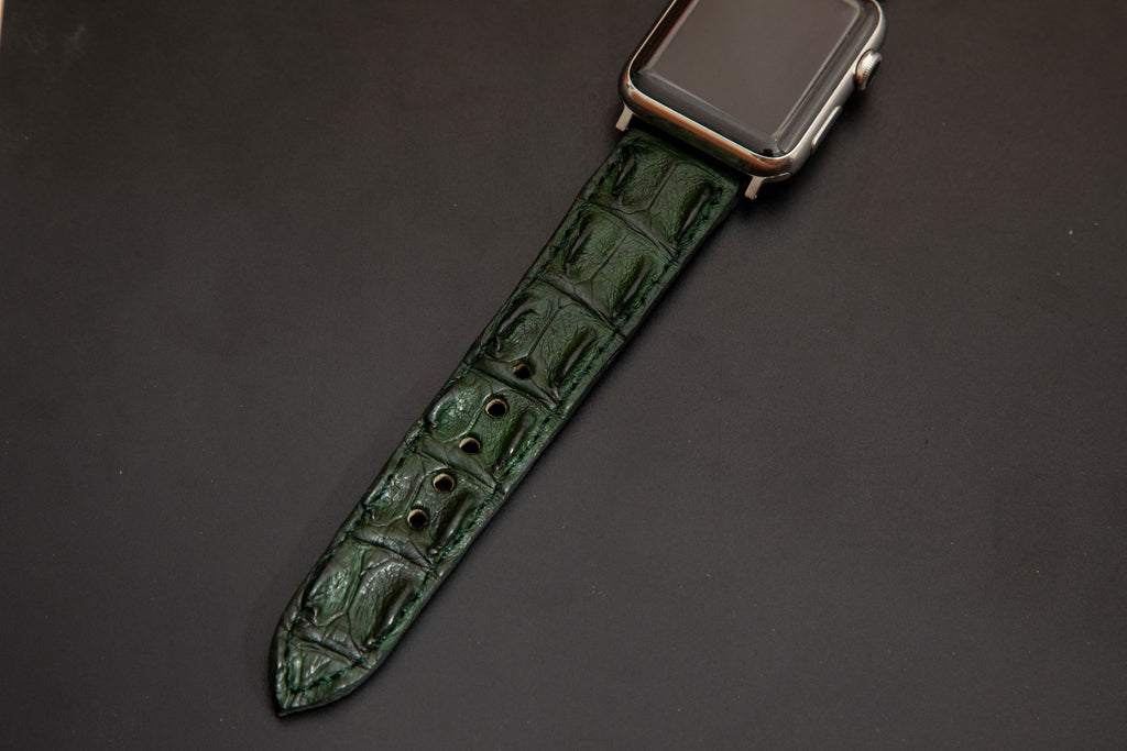 GREEN CROCODILE HORNBACK LEATHER STRAP