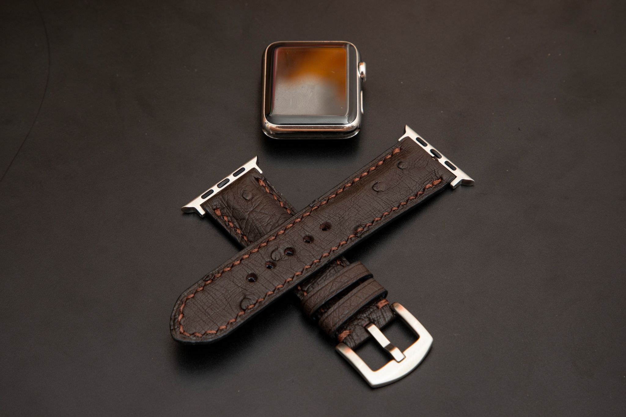 BROWN OSTRICH LEATHER STRAP