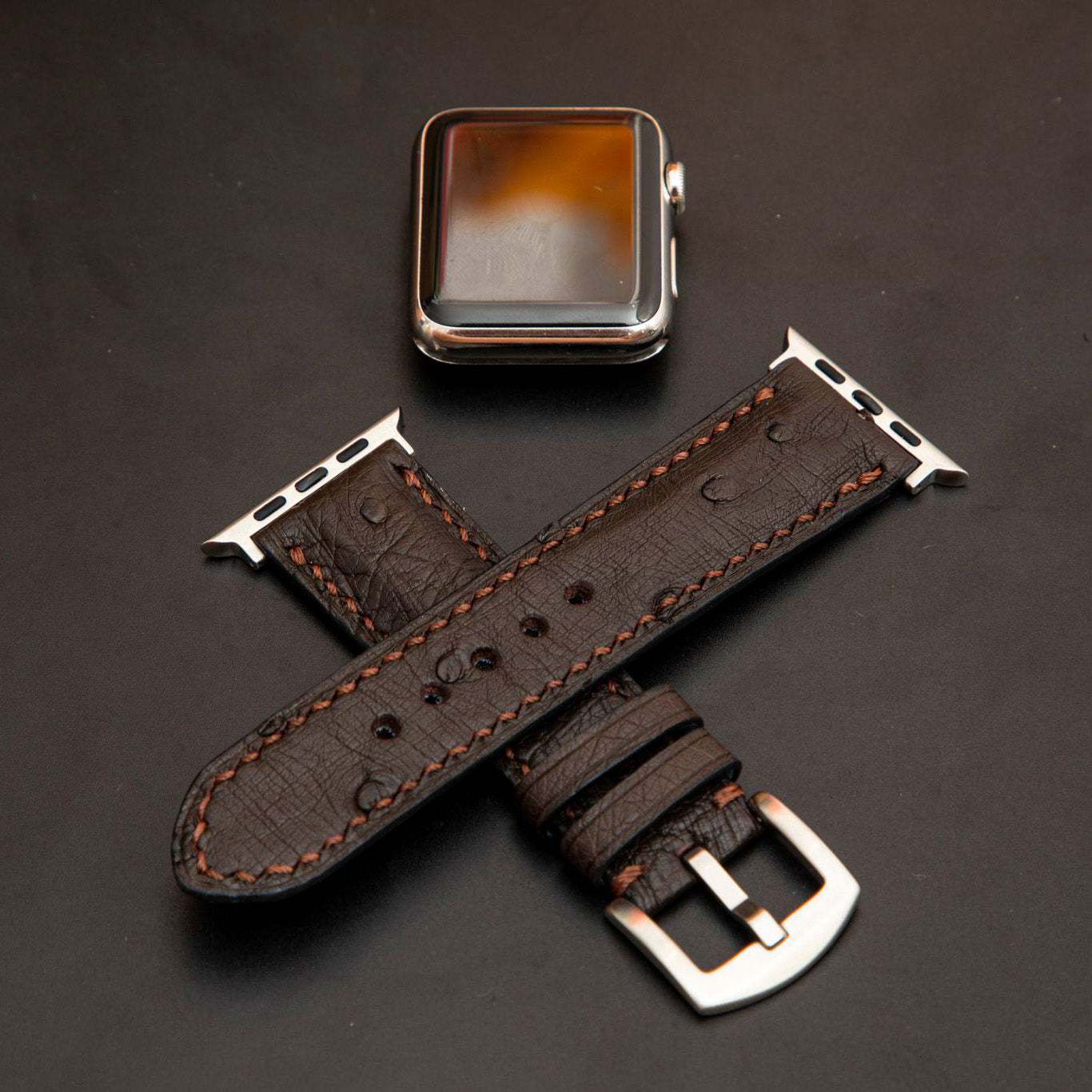 BROWN OSTRICH LEATHER STRAP