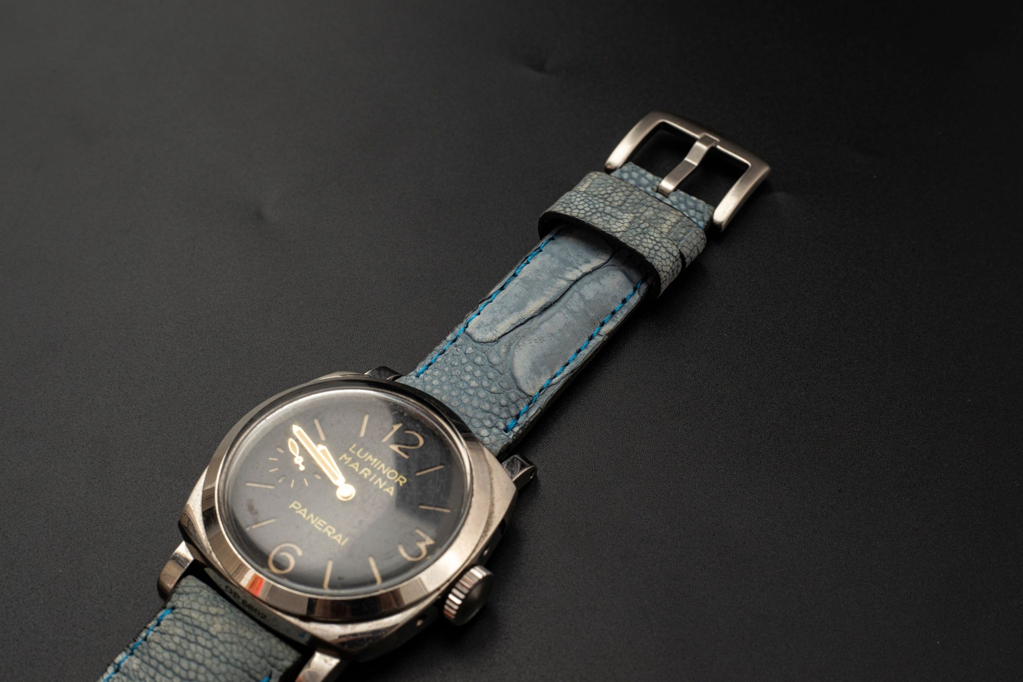 BLUE OSTRICH LEATHER STRAP