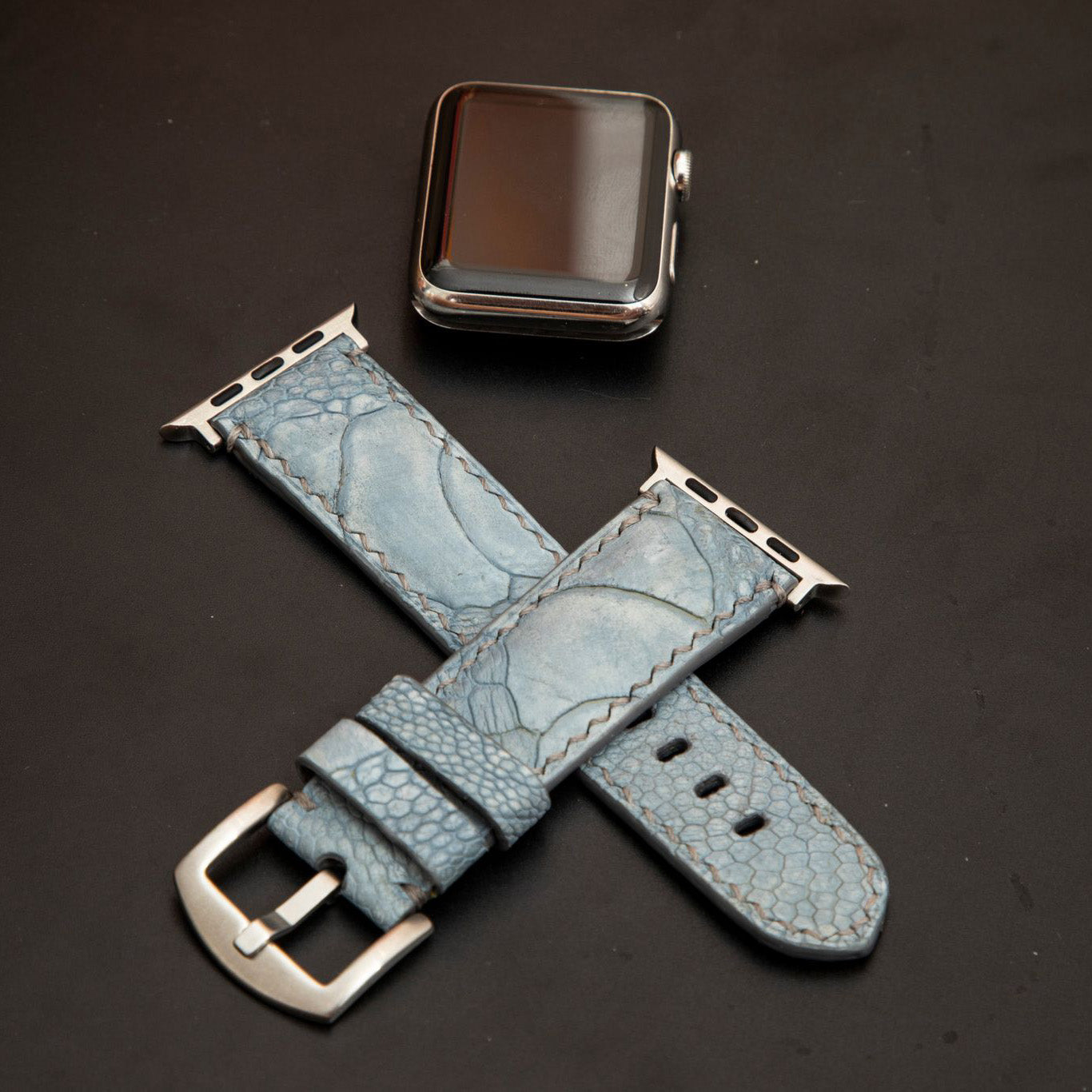 BLUE OSTRICH LEATHER STRAP