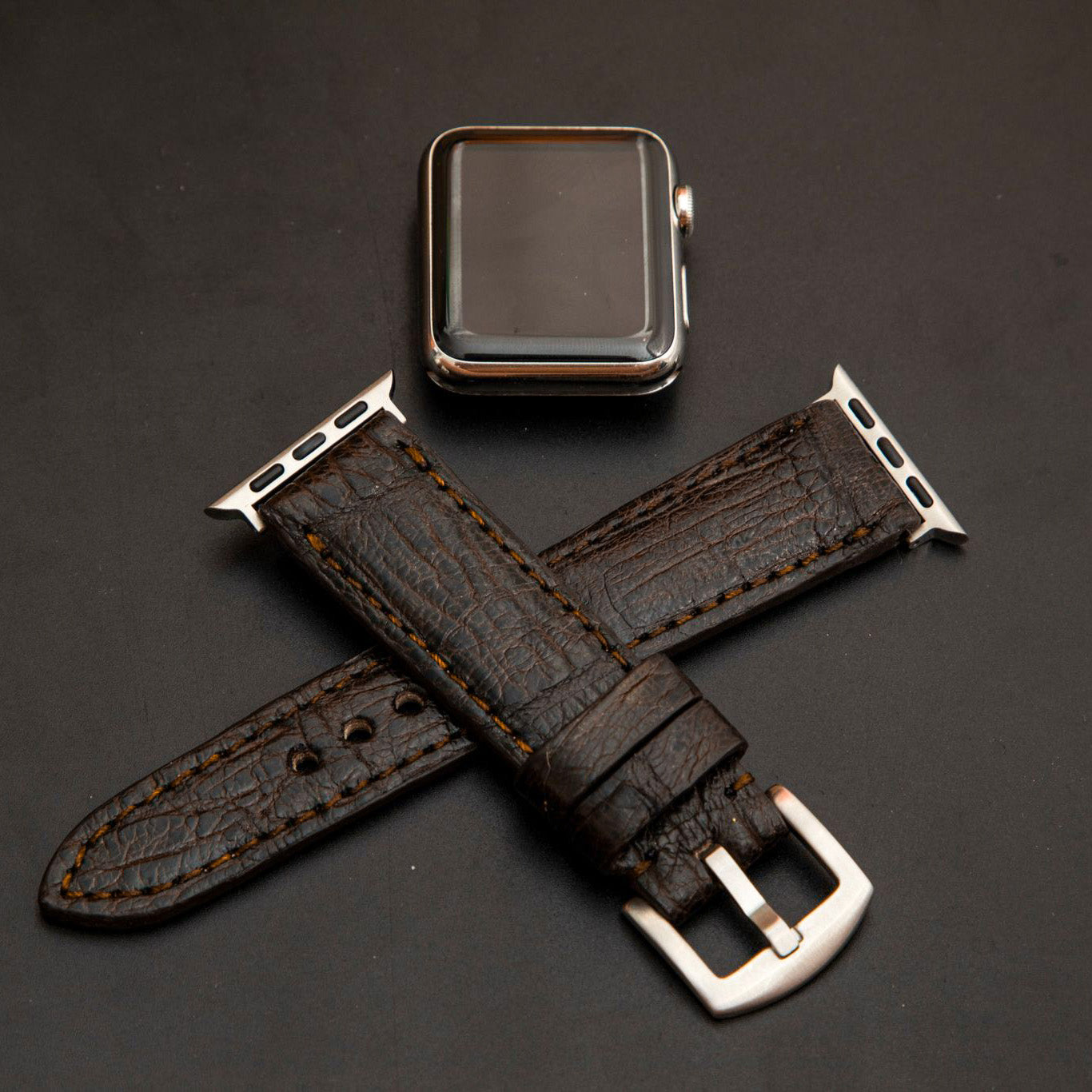 BROWN CROCODILE BELLY LEATHER STRAP