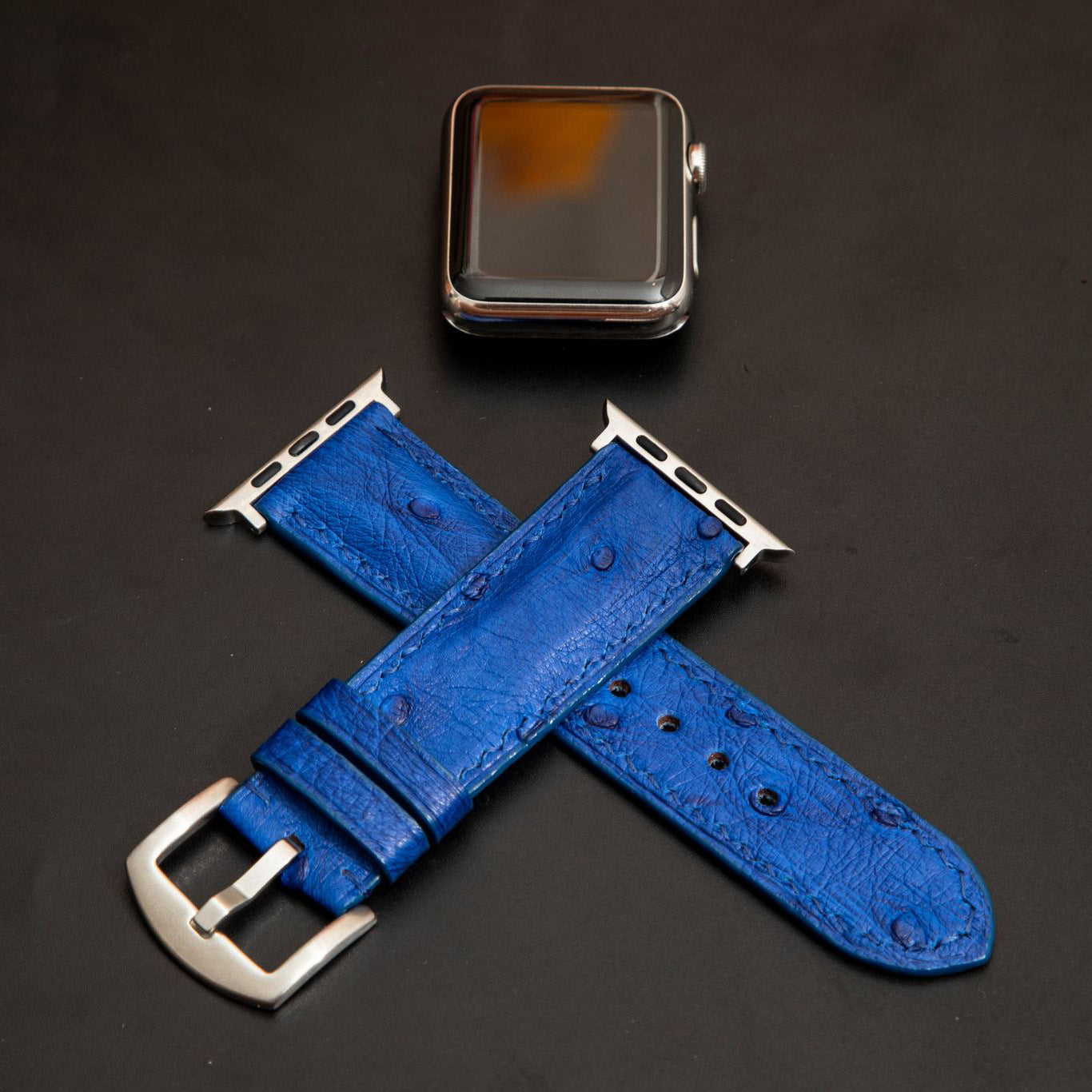 BLUE OSTRICH LEATHER STRAP