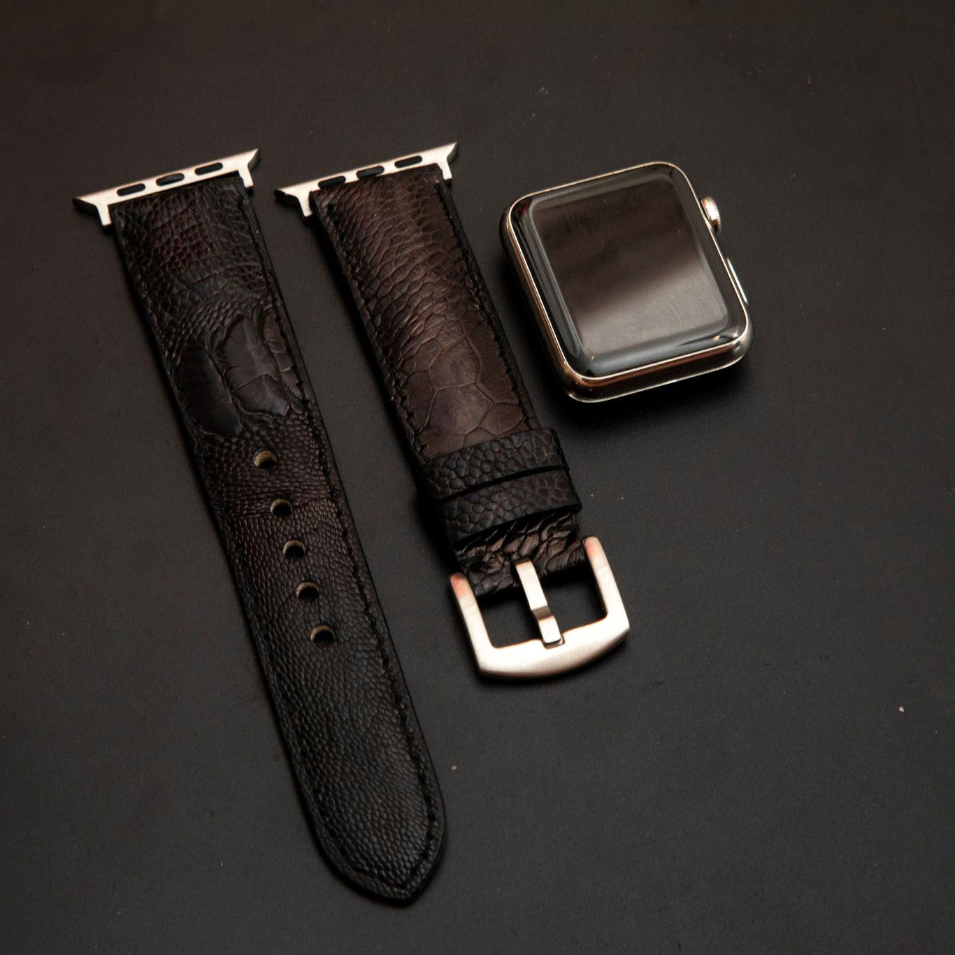BLACK OSTRICH LEATHER STRAP